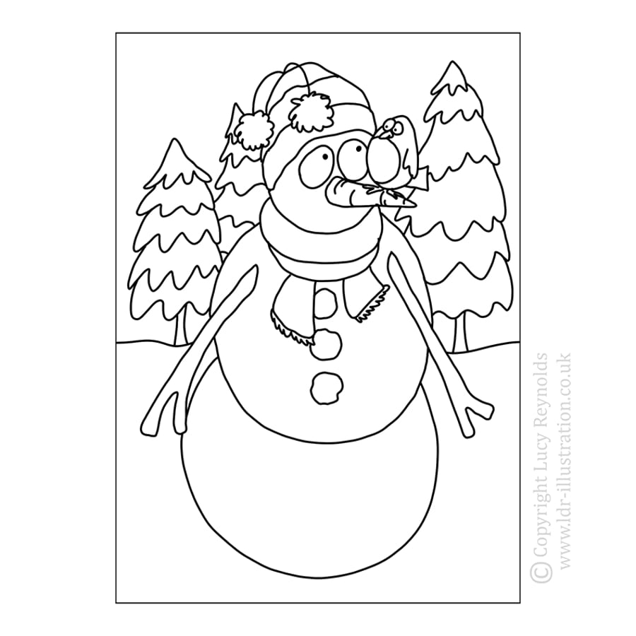 Colour Me In Card - Snowman