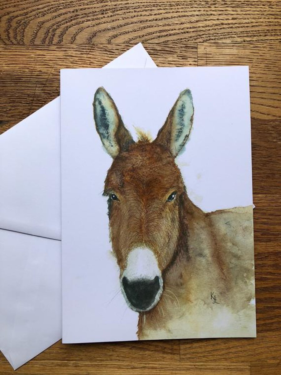  A5 blank card of Delabole Donkey - 