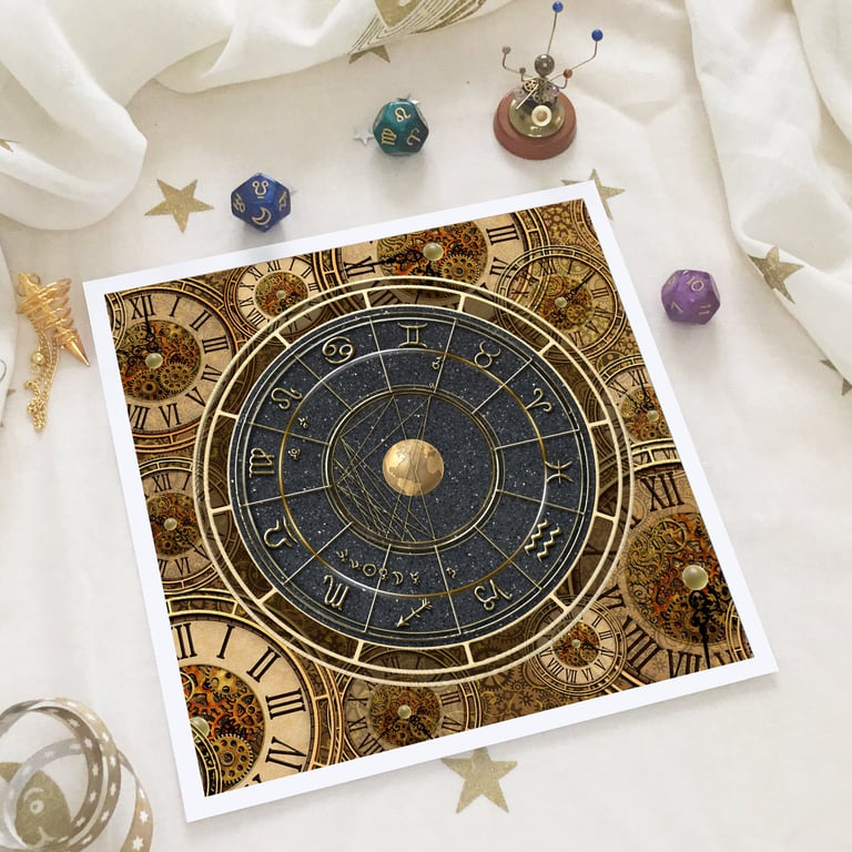 Personal Astrological Art - The Steampunk 'Tempus Fugit' Deluxe Astrology Chart 