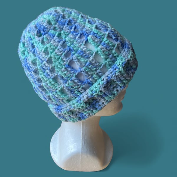 Crocheted Spiral Gap Beanie Hat