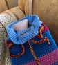Random Stripes Hot Water Bottle Cover, Crocheted Cosy Holder, Drawstring Closure - Image 4