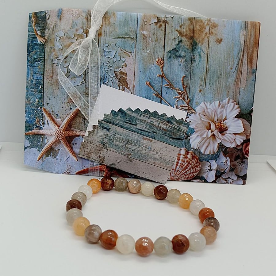 Faceted Moonstone stretch bracelet Gemstone Jewellery