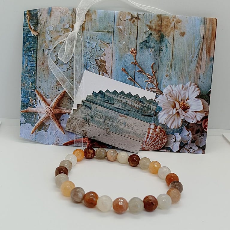 Faceted Moonstone stretch bracelet Gemstone Jewellery