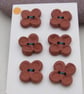 6 Small Terracotta Flower Buttons - Image 1