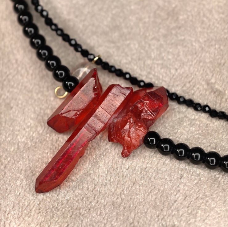 Red Crystal Gothic Double-Strand Necklace – Bla... - Folksy