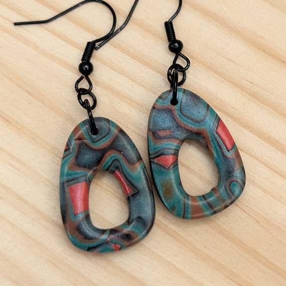Dark teal earthy bold light earrings 
