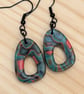 Dark teal earthy bold light earrings 