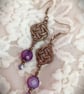 Agate & Bronze Earrings  Purple Agate