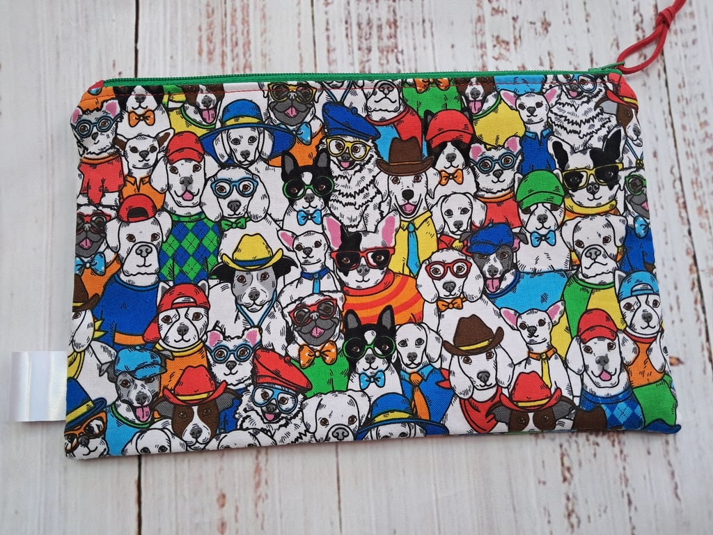 Dogs fabric zip pouch for storage