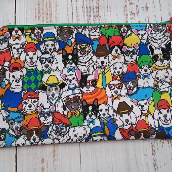 Dogs fabric zip pouch for storage