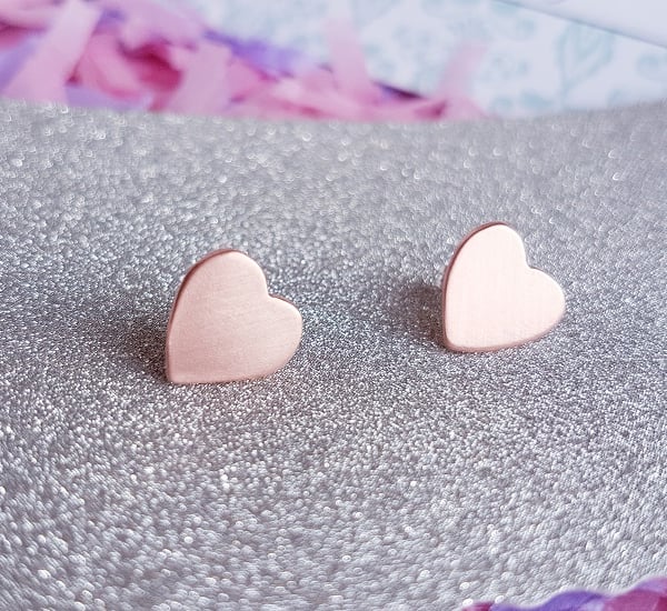 Copper Heart Studs