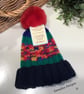 Designer Hand Knitted Ribbed Large Pom Pom Beanie Hat 1-2 Years size - Image 6