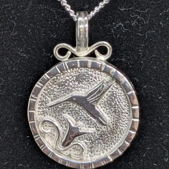 Sterling silver hummingbird necklace, Bird Jewellery, Gift for nature lover 