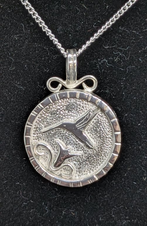 Sterling silver hummingbird necklace, Bird Jewellery, Gift for nature lover 