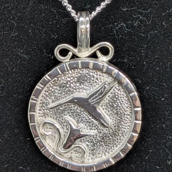 Sterling silver hummingbird necklace, Bird Jewellery, Gift for nature lover 