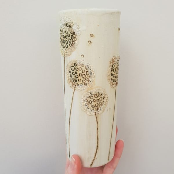 Ceramic Cylinder Dandelions Vase