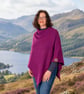 Magenta Pink Merino Wool Poncho, Women's Knitted Poncho, Winter Wrap