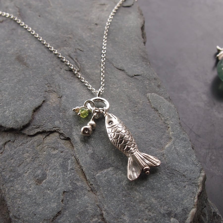 Sterling silver fish pendant deals
