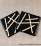 Black and Gold Abstract Fused Glass Drinks Coaster