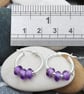 Amethyst Earrings, Purple Stone, Handmade, Silver Sleeper Hoops, Pebble, No.5 - Image 4