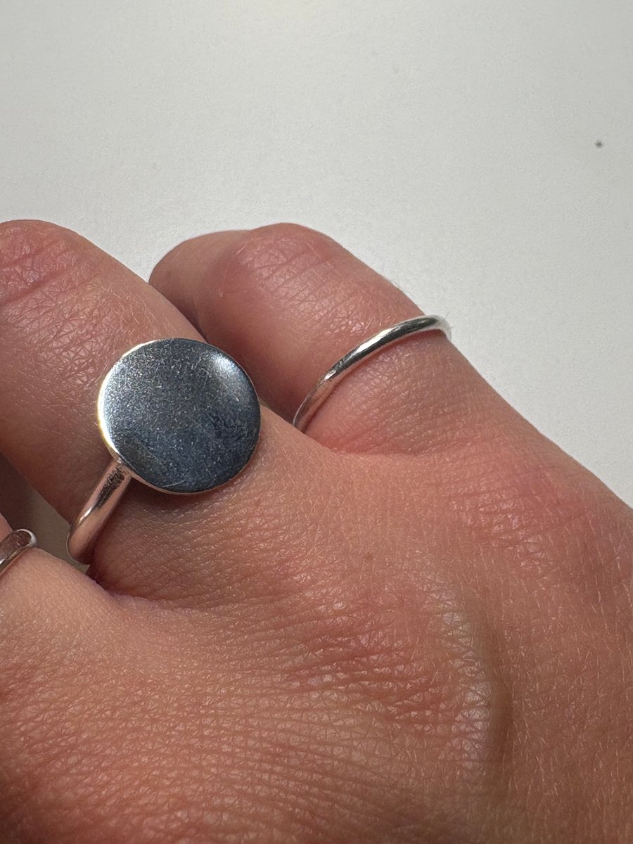 Sterling silver mini moon ring