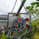 Stained Glass Suncatcher,  Multi Coloured Turtle for Internal Windows
