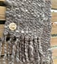 Handspun and woven soft brown art scarf - Image 3