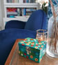 Teal Floral Hand painted Box, Wildflowers Pattern, Storage for Jewellery  - Image 10