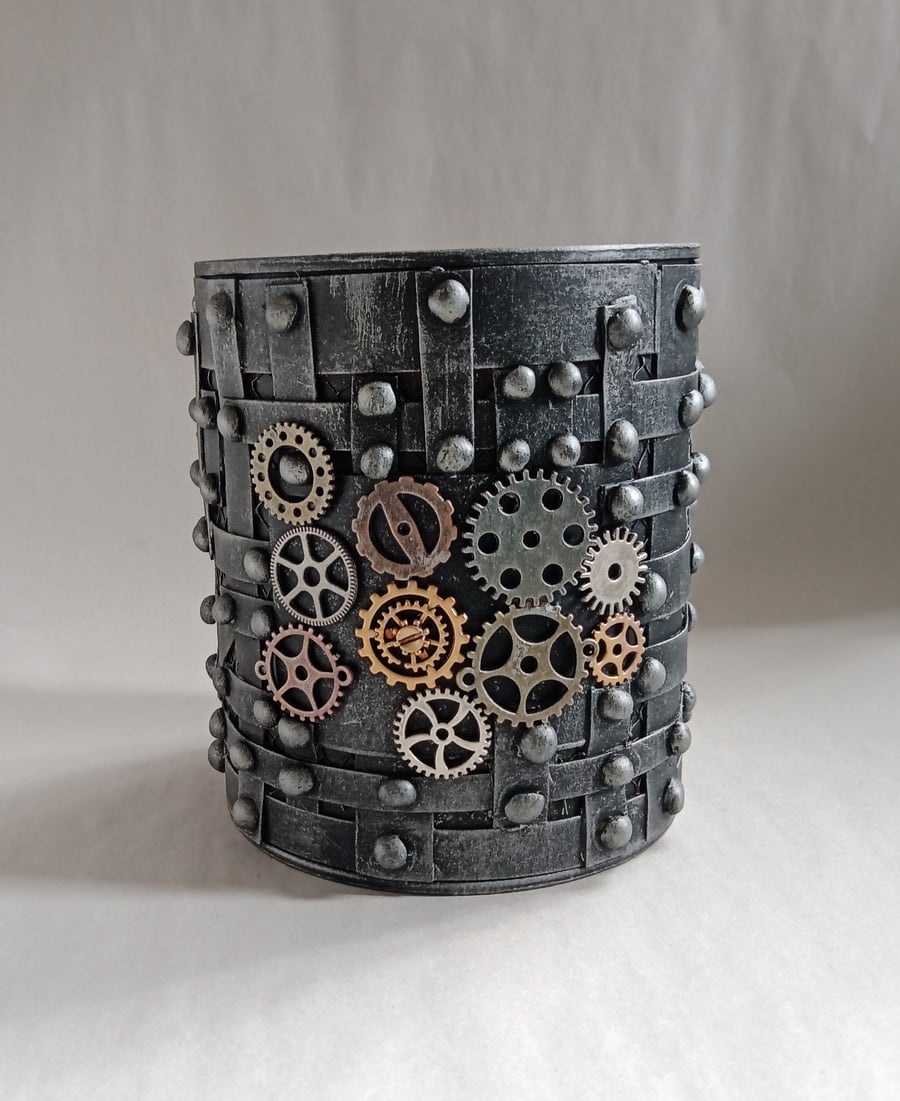 Steampunk Pot, Silver, Pewter