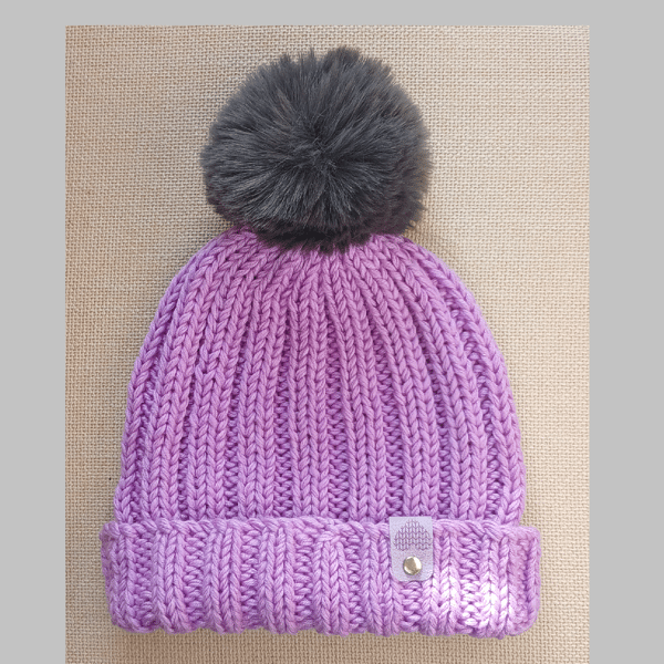 HAND KNIT Ladies Bamboo Silk Beanie with Pom-Pom