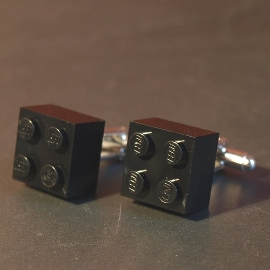 Lego Big Black Lego Cufflinks Retro 1980s Style 