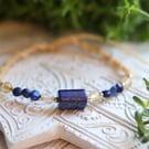 Lapis and Citrine Macrame Bracelet Handmade Natural Gemstone Bracelet