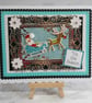 Handmade Christmas Card Tis the Season Santa Rudolph and Snowflakes - Image 1