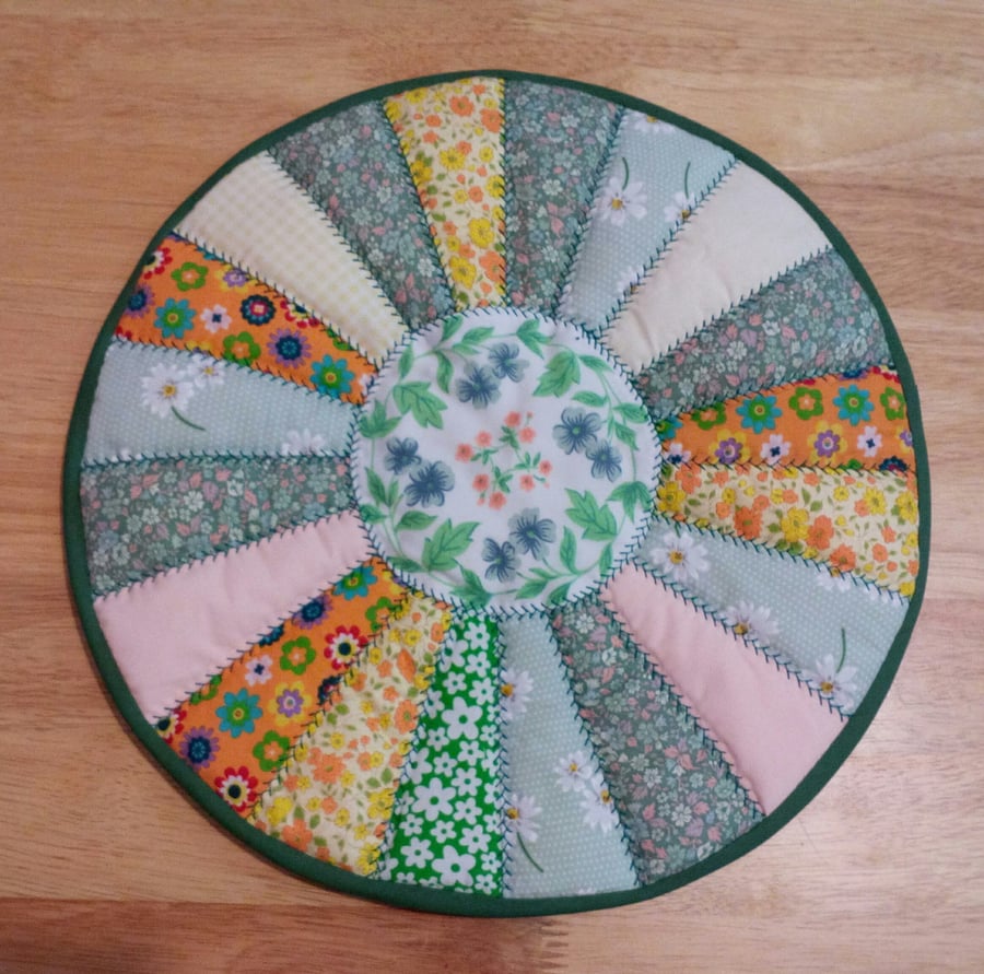 Placemat, green, Table mat, quilted, patchwork, table centrepiece, home decor