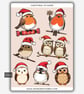 Funny Vinyl Sticker Sheet For Adults - Xmas Birds