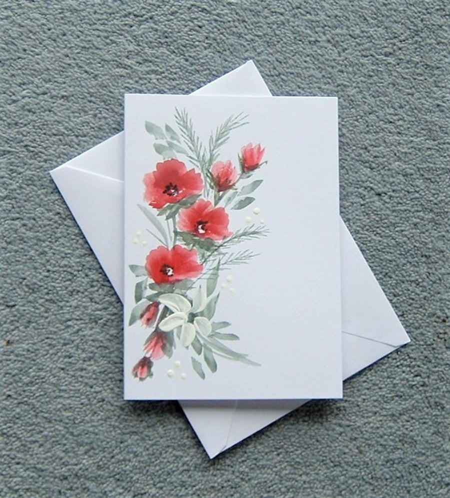hand painted blank greetings card ( ref F 138)