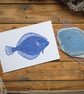 The flounder - original linocut print - A4