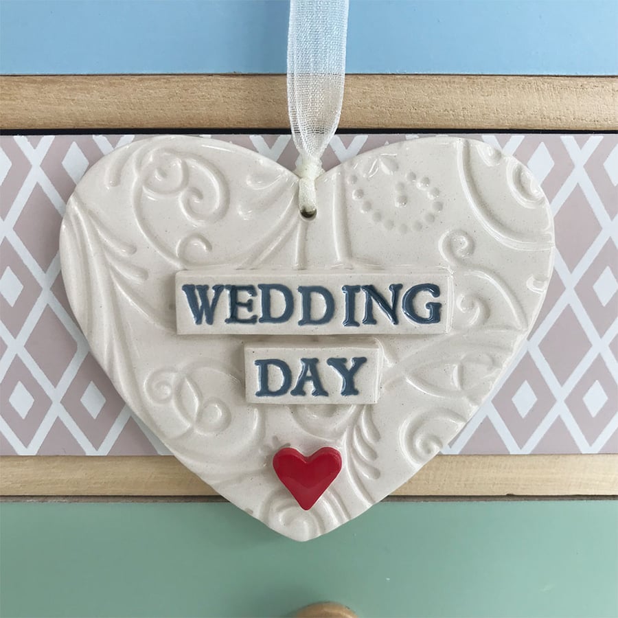 Ceramic Wedding heart decoration Wedding Day Pottery
