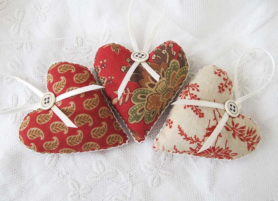 SET OF 3 LAVENDER BAGS - HEART SHAPED