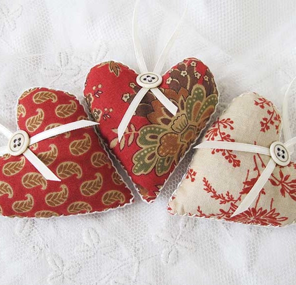 SET OF 3 LAVENDER BAGS - HEART SHAPED