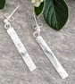 Flat Column Textured Sterling Silver Drop Earrings - Image 2