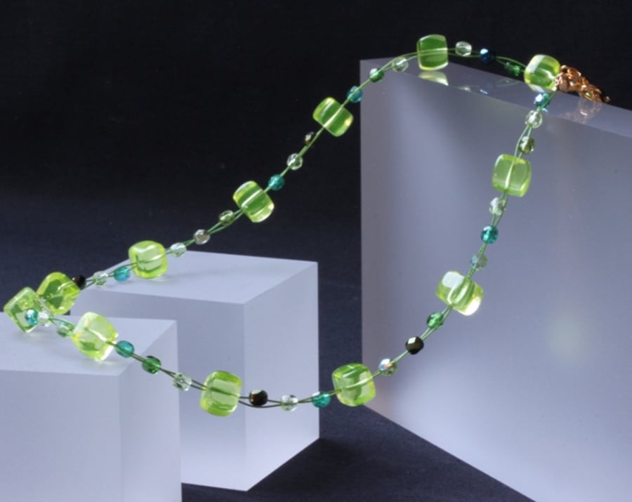 Yellow and Green Wire Necklace