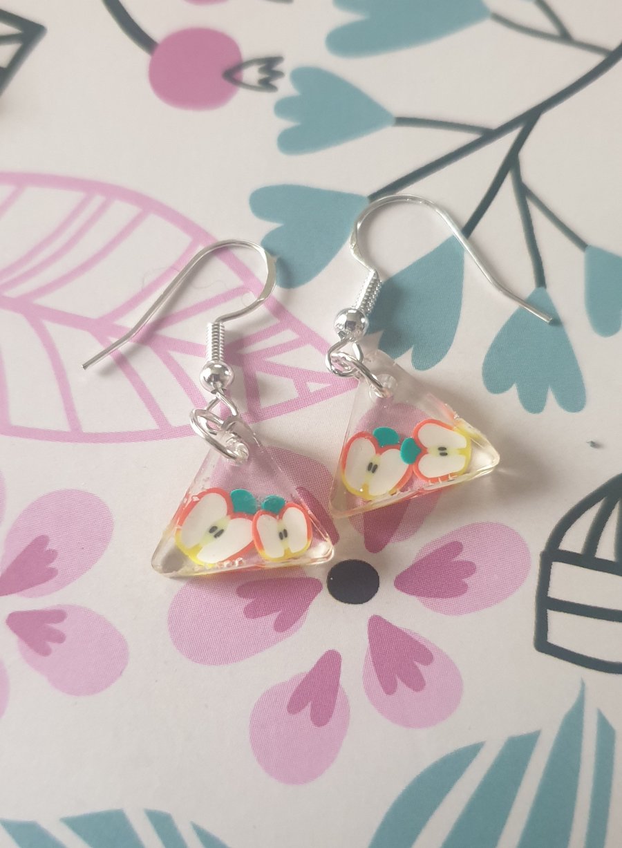 Triangle apple resin earrings