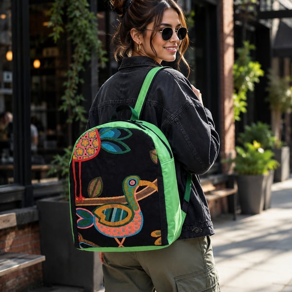 Backpack Crazy Ol Bird rucksack water repellent wax canvas hiking bag