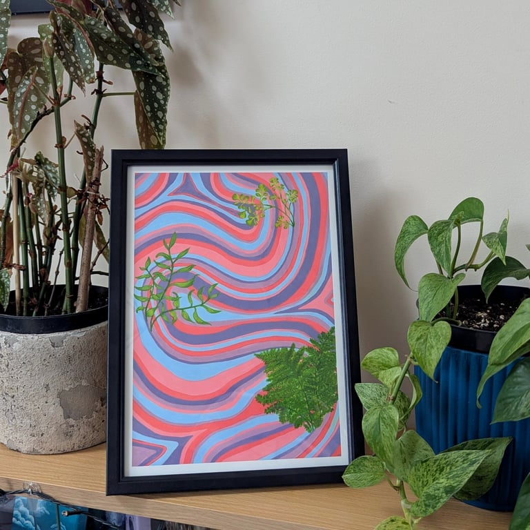 Swirly Ferns A4 Art Print