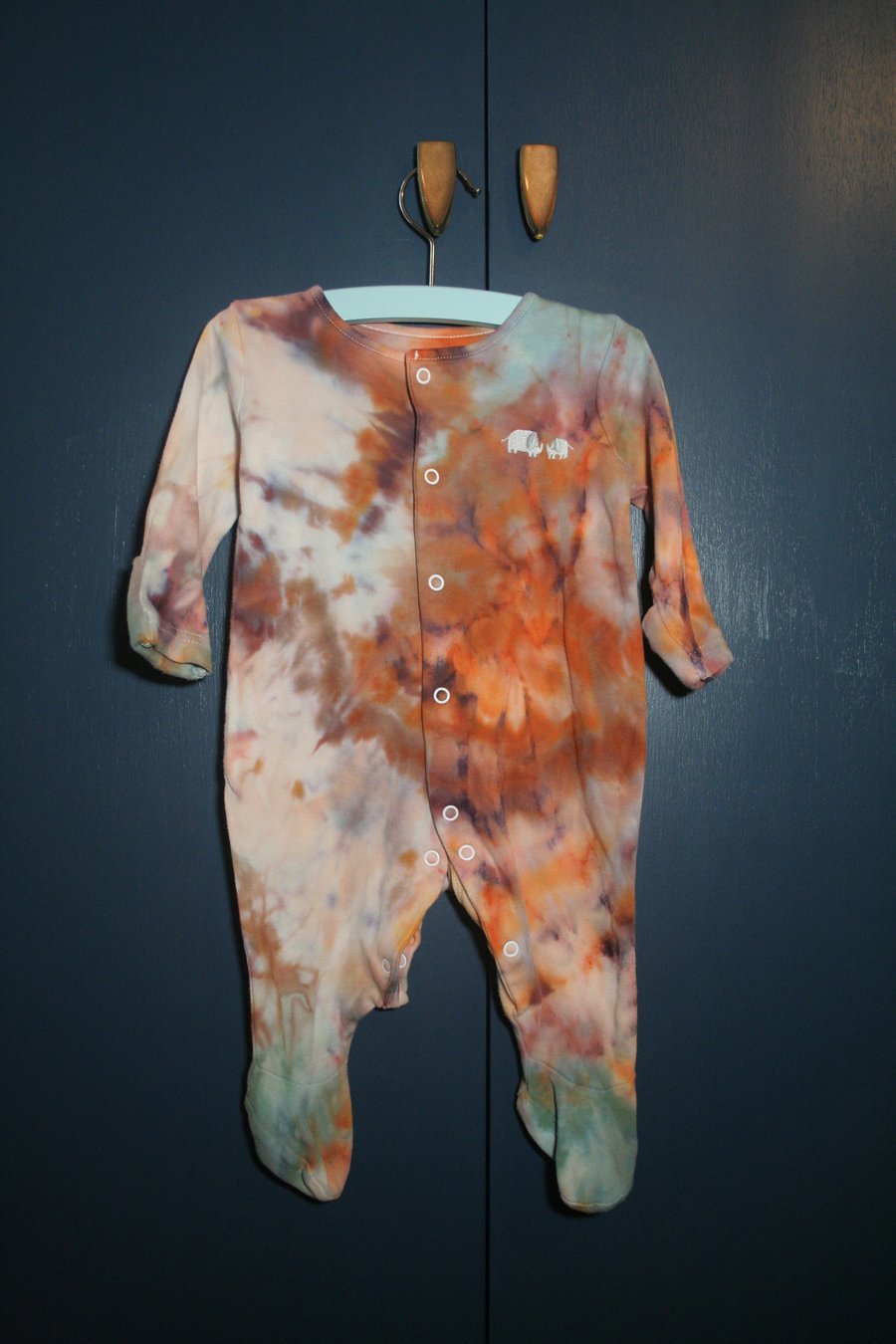 1-3 months Babygrow with a Soft Ice-Dyed Swirl