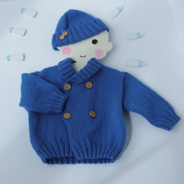 Hand knitted  jacket and Hat forboys