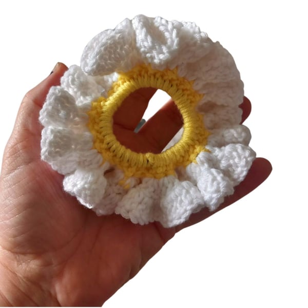 Petals & Pretty: Daisy Hair Scrunchie, Handcrafted Chic