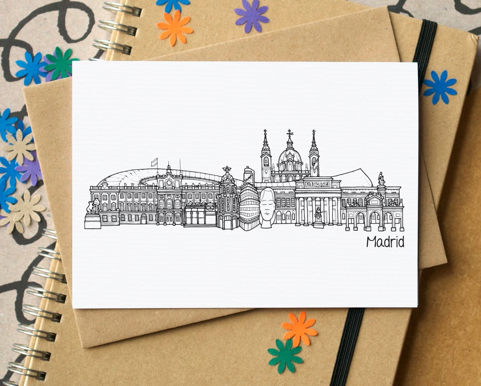 Madrid Skyline Greetings Card