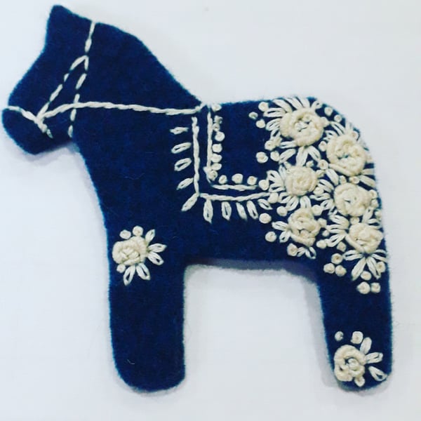  Felt Dala Horses hand embroidered Good Luck charm